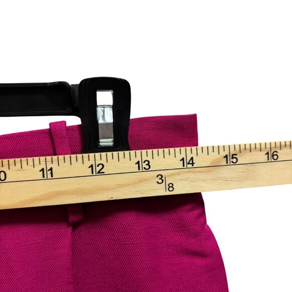 COS Womens Fuchsia Wide-Leg Pleated Linen-Blend Trousers Size 4 - Picture 6 of 10